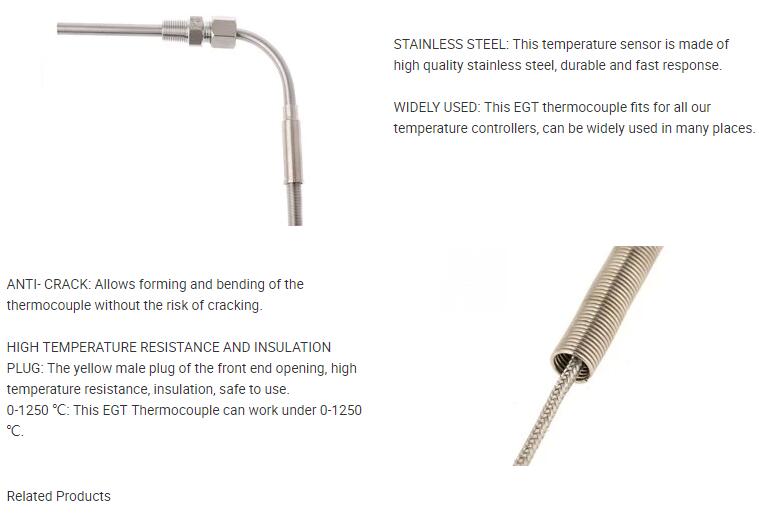 EGT K Type Thermocouple Exhaust Probe